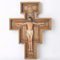 BC Katholisches San Damiano-Kruzifix-Wandkreuz, Jesus Christus, Heimdekoration, religiöses Geschenk, Holzschnitzerei, 30,5 cm hoch, handgefertigte Renaissance-Skulptur von Buildclassic