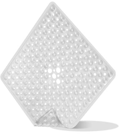 SOBEAU Duschmatte rutschfest 53x53cm-Quadrat Duschmatten BPA-frei - Antirutschmatte für die Dusche mit Abflusslöchern für Schimmel- und Pilzresistenz(transparent)