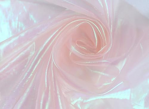 Duories Organzastoff zum Nähen Meterware, 200cm x 150cm Bunte Glitzer Organza Tüllstoff Tüll Dekostoff zum DIY Basteln Bekleidung Tüllrock Gardine Schals Vorhänge Tischdecken Hochzeit Party Deko,Sekt