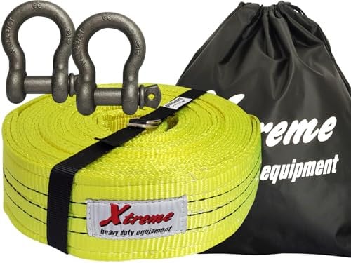 Kit di recupero e traino di fuoristrada 4x4 e camper, resistenza alla rottura 21000 kg, lunghezza 6 metri, cinta per chiuderla, grilli per agganciare il veicolo, borsa per riporla in auto