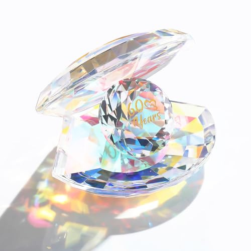 Movdyka Crystal Shell Diamond 60th Anniversary Wedding Gifts for Couple | 60 Years of Marriage Romantic Keepsake for Grandparents Partner, 60th Anniversary Presents for Her Him, Home Ornaments