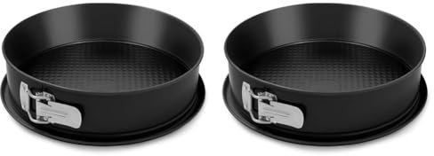 Formegolose™, Molde desmontable 1 base, 26 cm, con recubrimiento antiadherente de dos capas, antigoteo, color negro (Paquete de 2)