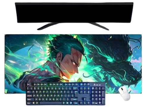 One Piece Roronoa Zoro Anime Tapis de Souris XXL, 800x300mm, Tapis de Souris Clavier Gaming imperméable et 3mm Base en Caoutchouc antidérapant Surface Texturée