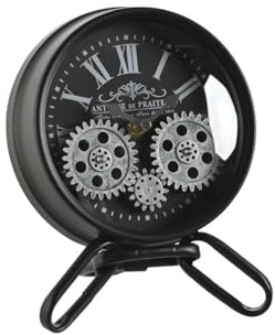 Home ESPRIT Tischuhr Schwarz Silber Metall Glas 16,5 x 11 x 21 cm