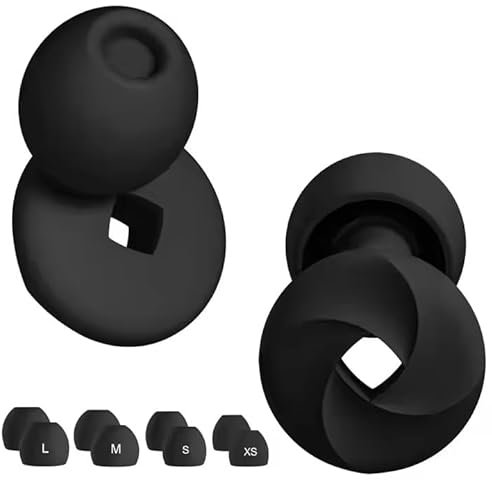 ROYKAL Juego de Tapones de Silicona para los Oídos + Estuche + 8 Almohadillas de Recambio Tapones Oídos Ruido Dormir Cancelación de Ruido Antironquidos (Negro)