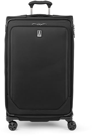 Travelpro Crew Classic Lightweight Softside Expandable Carry on Luggage, 8 Wheel Spinner Suitcase, Men and Women, Carry On 21-Inch, Black