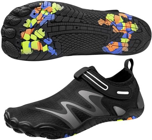 Milaloko Zapatos Acuáticos Masculinos para Mujeres, Zapatos de Surf de Playa Descalzos, Calcetines de Yoga Acuático de Secado Rápido, Negro, 41