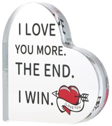 1 Stück Herzförmiges Acrylschild, Herzförmige Briefbeschwerer, Gravierte Acryl Block-Ich Liebe Dich Mehr. Geschenke für Geburtstag, Valentinstag, Jahrestag Geschenk für Ihn und Sie - 10 x 10 x 1.5 cm