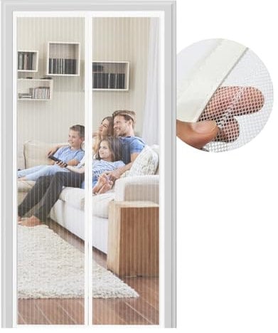 Meet Beauty Magnetic Fly Screen for Door 135 x 200 cm | Well Made Product, Insect Protection, Easy to Assemble Without Drilling - White