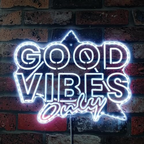 ADVPRO Good Vibes Only RGB Dynamic Glam LED-Schild – Schnittform – intelligente 3D-Wanddekoration – mehrfarbige dynamische Beleuchtung st06s22-fnd-i0234-c
