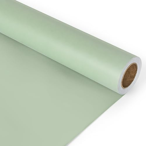 JarThenaAMCS Geschenkpapier in Salbeigrün – Mini-Rolle – 43,2 cm x 100 m, solides grünes und weißes doppelseitiges Geschenkpapier, dekoratives Bastelpapier für Hochzeit, Geburtstag, Babyparty