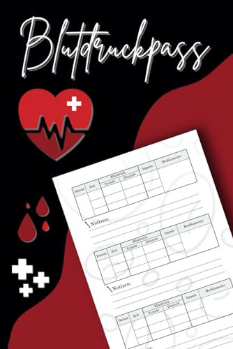 Blutdruckpass: Das kleine Blutdruckheft zum Eintragen dient der Gesundheitsüberwachung