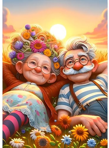QINRUBB Liebespaar Diamond Painting Erwachsene, 5D Sonnenuntergang Diamant Painting Bilder Anfänger, DIY Runder Vollbohrer Diamanten Malerei Stickerei Set Kreuzstich Geschenke Home Wand Dekor 30x40cm