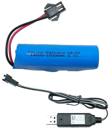 efaso RC Akku 3,7V 1000mAh mit SM-2P (HBX) Stecker & USB-Ladekabel kompatibel mit JOYIN Ferngesteuertes Bagger Spielzeug - Akku für RC Auto, RC Bagger, RC Fahrzeuge