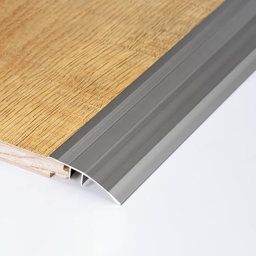 Raouoae Profilé De Compensation Aluminium Anodisé 120cmx2, Rail Au Sol, Largeur 4,2cm, Bande De Transition, Idéal Pour Parquet, Stratifié, Finition Et Ajustement De Hauteur(Holzmaserung grau)