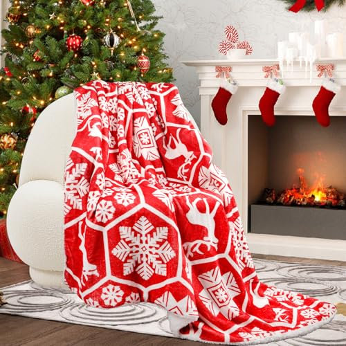 Gigquake Plaid Natalizio Divano Invernale- Coperta Pile Natalizia Matrimoniale Sherpa Morbido- Christmas Blanket Winter 150 X 200cm- Xmas Coperta Singolo Qualsiasi Stagione Viaggi Animali Domestici