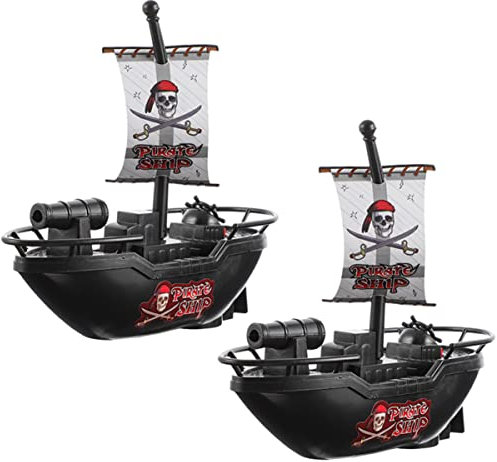 BESTonZON 2Pièces Jouet de Bain Électrique pour Garçon Fille Modèle de Bateau Pirate Jouet Flottant pour Jeux Aquatiques Maison