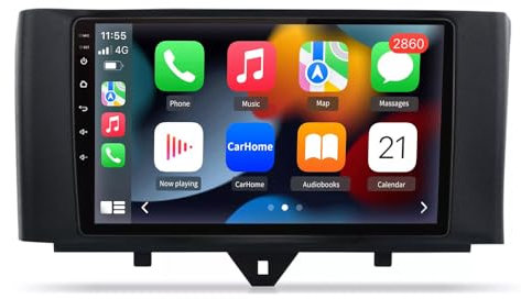 9-Zoll Android Autoradio,GPS Navi Navigation mit Europa UK 52 Karten für Smart Fortwo Cabrio 451 2009/11-2012/12 OEM: A4517470187