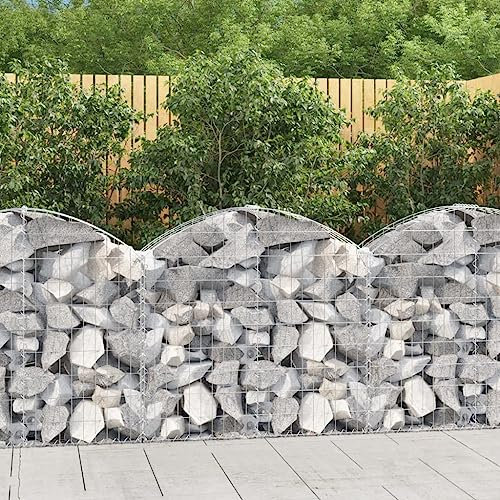 Gabione mit Hochbogen 100x30x80/100 cm Verzinktes Eisen,jiangboyue-153424