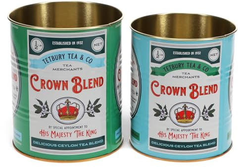 Rex London Crown Blend Storage Tins Set of 2 - Retro Storage Tins, Medium | storage tin, snack tin, can storage, vintage kitchen accessories, retro kitchen accessories, snack canister, retro can