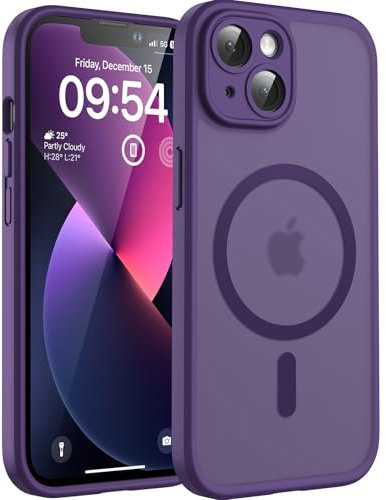 TOCOL for iPhone 13 Case, Fit for MagSafe, Upgraded Full Camera Protection, 14FT Military Grade Shockproof Magnetic Thin Slim Frosted Translucent Matte Back Phone Cover (Midnight Purple)