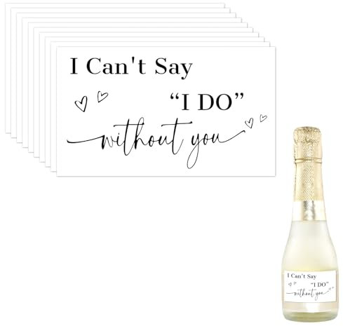 BOXOB 10pcs Bridesmaid Proposal Mini Champagne Labels, Black I Can't Say I Do Without You Stickers Bridesmaid Proposal Stickers Decor for Bridal Shower Bachelorette Party Supplies Decorations