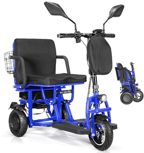 Elektro Dreirad Für Senioren,Elektrischer Rollstuhl,Rollator Elektrisch,Elektromobile,Mobilitätsroller Mit 3 Rädern,Elektroroller mit sitz erwachsene,Kommt Mit Korb Und Ladegerät (Blau)