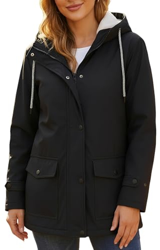 chiguomaoyi Femmes en plein air imperméable vestes Softshell veste à capuchon Windbreak imperméable pour l'automne hiver