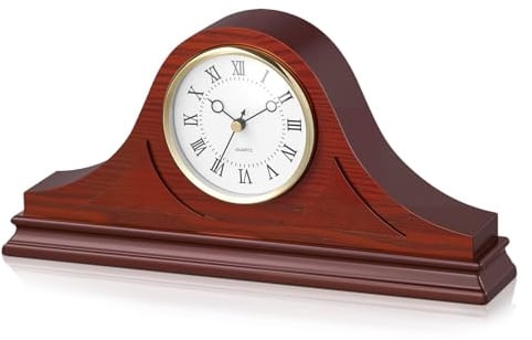 VEVOR Tischuhr Vintage, 335x60x164 mm, Klassische Kaminuhr aus MDF mit eingebautem Quarzwerk, für Wohnzimmer, Schlafzimmer, Heimdekoration und Geschenk (Kirschfarben-Finish)