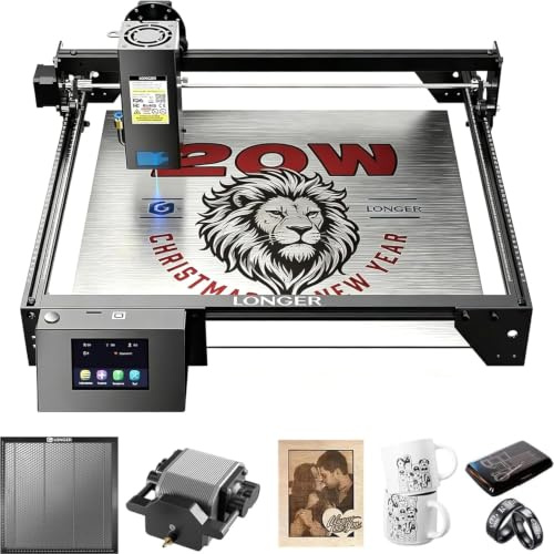 Longer RAY5 20W Laser Graviermaschine mit Luftpumpe, 440mm * 440mm Honeycomb,130W CNC Laser Cutter，Gravurwerkzeug für Metall/Glas/Holz