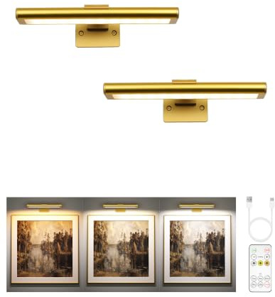 EZVALO Kabellose Wandleuchte, wiederaufladbare LED-Wandleuchte für den Innenbereich, Fernbedienung, Dart-Beleuchtung, 3 Farbtemperaturen, Timer, dimmbar, geeignet für Malerei und Fotografie 2 Stück