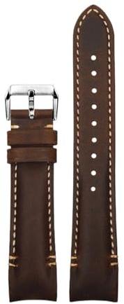 PNESHGTT Kompatibel mit gebogenem Ende 20-22 mm, kompatibel mit Rolex Lederarmband Daytona Schwarz Grün Wasser Ghost Yacht GMT Herrenarmband mit Schmetterlingsschließe(A-Brown Silver,20mm)