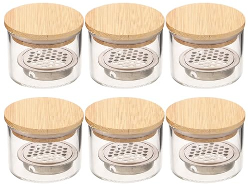 VICASKY Lot de 6 Gobelets en Verre Épais pour Manucure avec Filtre Inox Pots Transparents pour Nettoyer Pinceaux de Nail Art et Mélanger Vernis Accessoires Professionnels et Usage