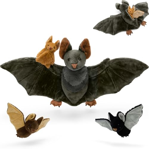 MaoGoLan groß Fledermaus Kuscheltier XXL mit Baby im Bauch, 75cm weich riesen Fledermaus Stofftier Plüschtier Spielzeug, Geburtstag Weihnachten Geschenk für Kinder Baby