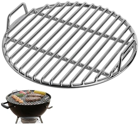 Temeemeg Edelstahl-Grillrost, 35, 6 cm Durchmesser, robuster Grillrost-Ersatz mit Griffen zum Grillen, Räuchern, Braten