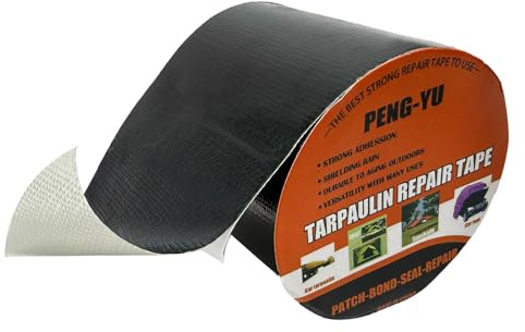 LianShi Schwerlast-Reparaturband, Wasserdichtes Klebepatch mit starker Haftung, Sofort-Reparatur für Zelt, Bootshauben, Plane, Segel, Markise, Canvas, 10 cm x 6 m, Schwarz
