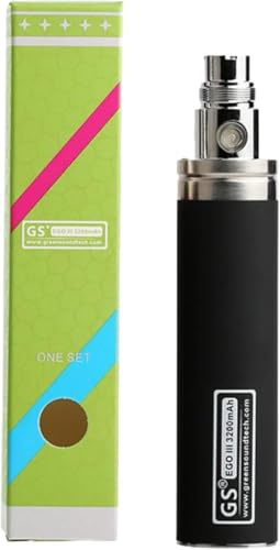 SmashingDealsDirect® Authentic GS II 3200mAh Quality Vape Battery Rechargeable Vaporiser Batteries (Black) | SmashingDealsDirect® Authentic GreenSound E Cig Rechargeable Pen Nicotine Free Empty Device