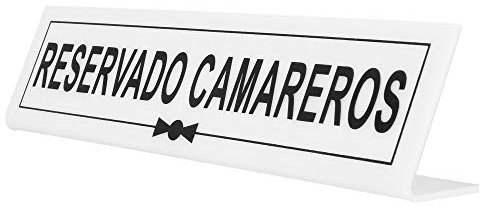 García de Pou 179.50 Placa Reservado Camareros, 26 x 5+5 Cm, Blanco