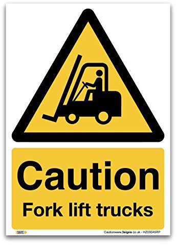 Caution Forklift Truck Sign – A5 Warning Sign – 1mm Rigid Plastic – Construction Site Safety Sign – Warehouse Workplace Hazard Notice – High Visibility Security Warning