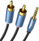 MillSO Cinch Kabel 3,5mm Klinke auf 2x RCA Chinch Stecker Y Splitter Cinch auf Klinke Stereo Audio Aux Kabel (24K Vergoldet) - 1M
