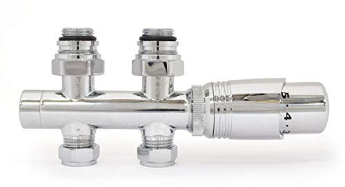 Hot Flow | Cascade Modern Twin TRV Chrome Thermostatic Radiator Valve (Straight & Angled) (Straight)