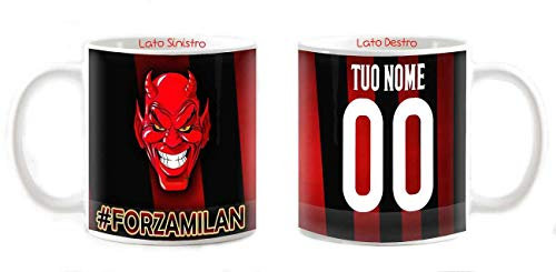 csm informatica Tazza Mug colazione personalizzabile gadget compatibile per tifosi per milanista nel cuore Diavolo Anche contenitore penne matite da scrivania ufficio studio