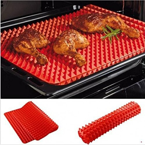 Uteruik Baking Mats Pyramid Pan Non-Stick Silicone Cooking Mat Oven Baking Tray Mould Sheets, 1pcs (Red-A)