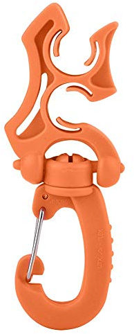 Keenso Tauchen Schlauchhalter, Tauchen BCD Doppelschlauchhalter 304 Edelstahlarm Nieder-/Hochdruckschlauch Clip zum Tauchen Schnorcheln (Orange)