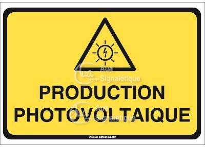 AUA SIGNALETIQUE - Panneau production photovoltaique - 150x105 mm, Vinyl adhésif