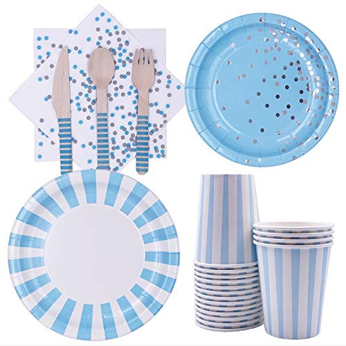 Ototon 104 Einweggeschirr für Geburtstag, Taufe, Babyparty blau