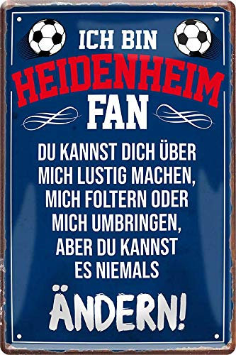 schilderkreis24 - Blechschilder ICH BIN HEIDENHEIM Fan Metallschild für Fußball Begeisterte Dekoschild Geschenkidee 20x30 cm
