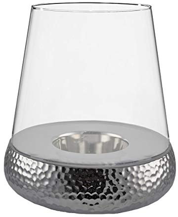 Kaheku Bilbao Windlicht Golf Silber, Durchmesser 20 cm Keramik Klarglas 99990234