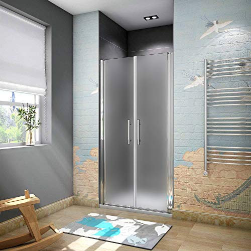 Box Doccia Per Nicchia Doppia Porta Battente Saloon In Vetro 6mm Temperato Opaco/Satinato Anticalcare 80x195cm