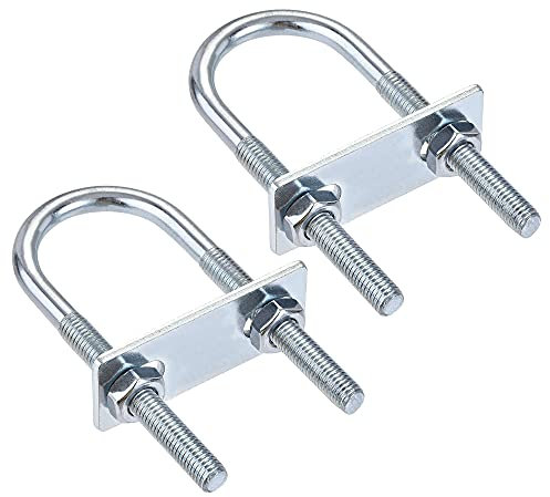 sourcing map 2 Satz Runde U-Bolzen Bügelbolzen Bügelschrauben Stahl M8 mit Mutter Platte 34mm Innenbreite 100mm Länge